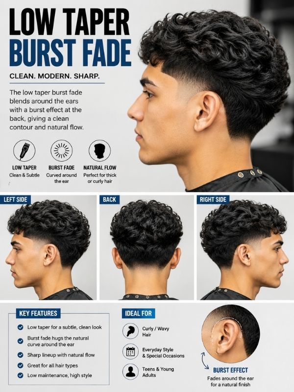 Low Taper Burst Fade